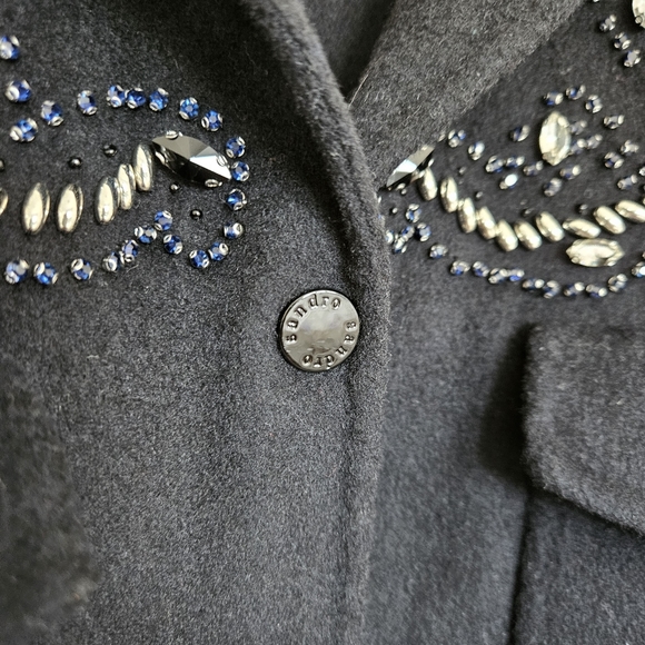 Sandro Versaille Embellished Sequined Wool Blend Black Jacket in Noir Small - Picture 9 of 16